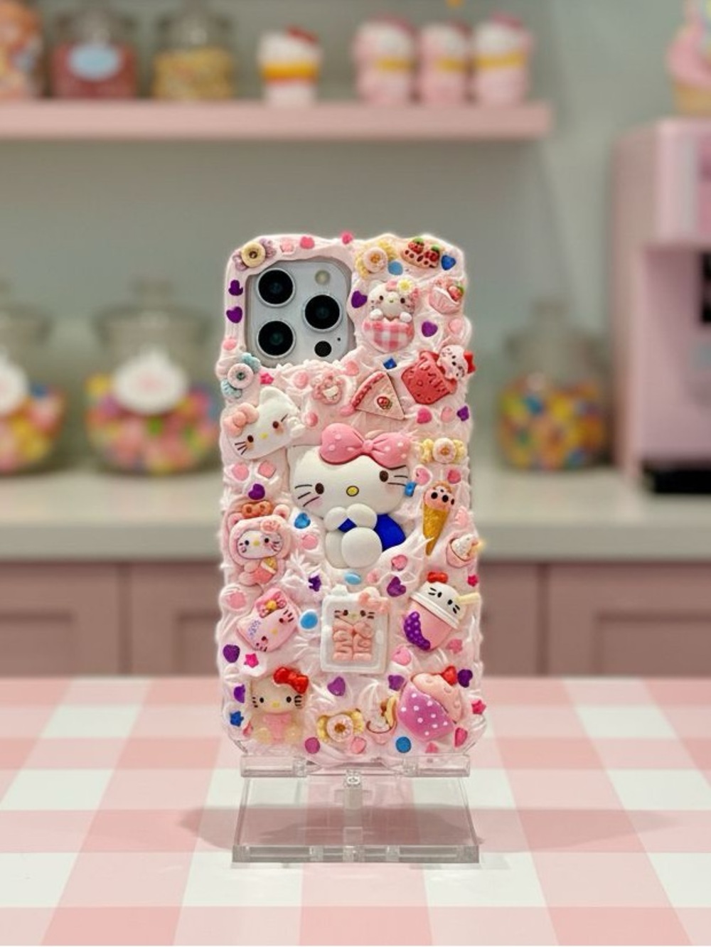 Hello Kitty-Inspired Pink Handmade Phone Case with Charms for any phone model